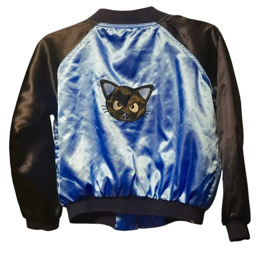 Passport kids blue black cat bomber jacket